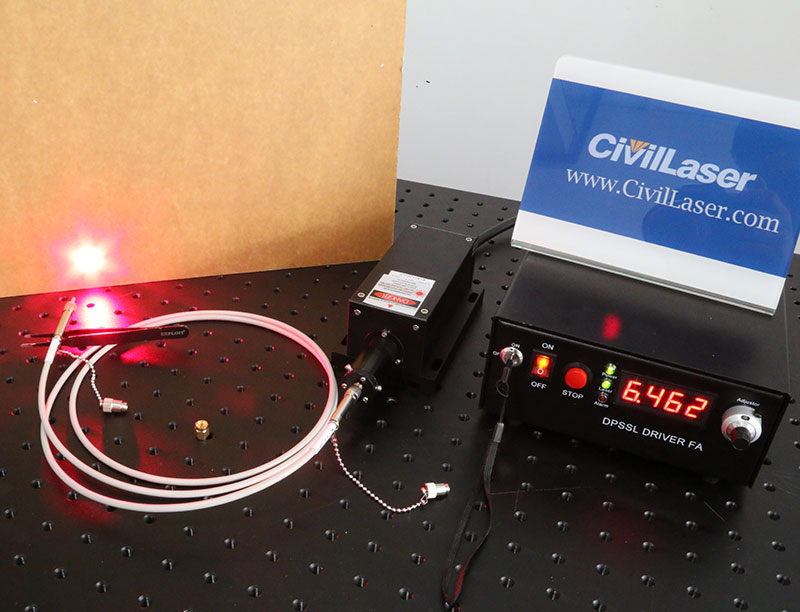 671nm 50mW Red Fiber coupled DPSS laser with power supply